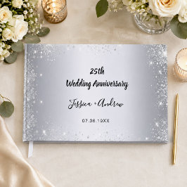 Livro De Visitas aniversário de casamento de 25 anos com brilho pra