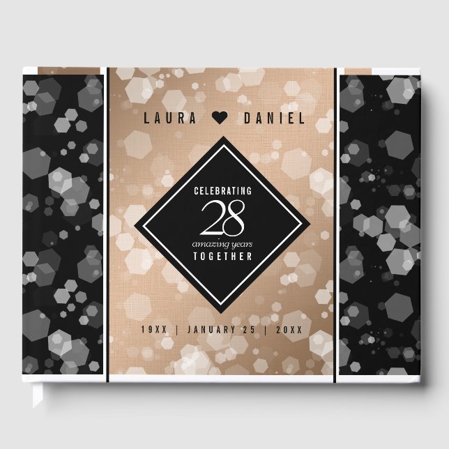 Livro De Visitas Aniversário de Casamento Linen 28 (Frente)