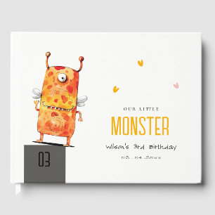 Livro De Visitas Aniversário de criança de Monstro Amarelo Amarelo-