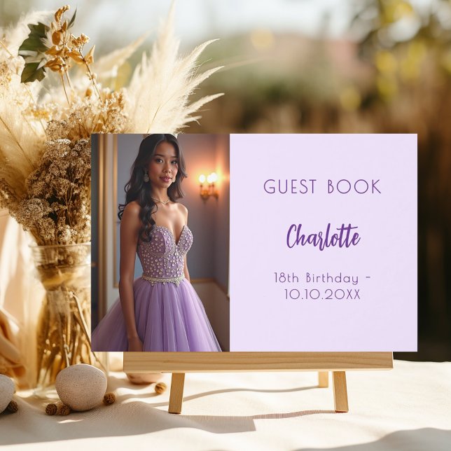 Livro De Visitas Aniversário de lavanda violeta (Criador carregado)