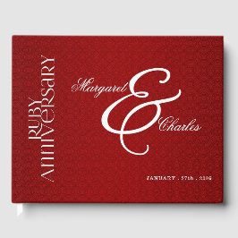 Livro De Visitas Aniversário do Casamento de Ruby Vermelho para a 4