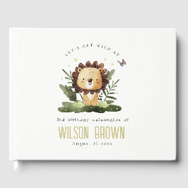 Livro De Visitas Aniversário do leão-de-coleira tropical selvagem