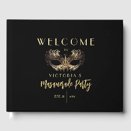 Livro De Visitas Aniversário do Partido Dourado do Elegante Negro