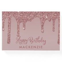 Aniversário do Rosa de luxo, Dourado Glitter