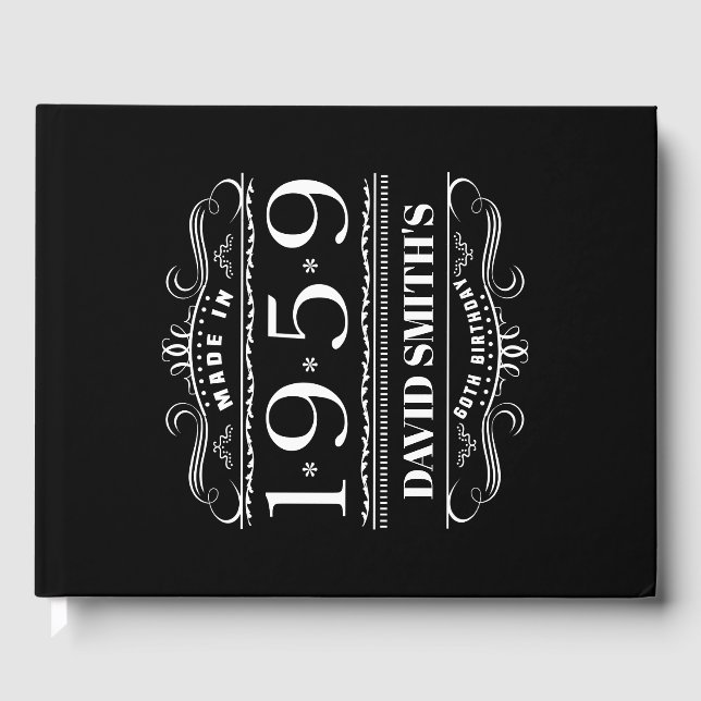 Livro De Visitas Aniversário Personalizado De 1959 Para Homens (Frente)
