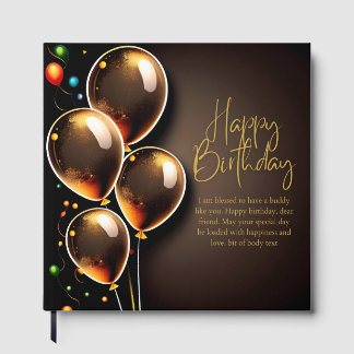 Livro De Visitas Aniversário Preto e Dourado