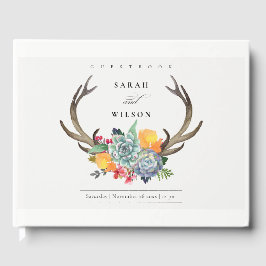 LIVRO DE VISITAS ANTLER BOHEMIAN ALLURE MONOGRAMA FLORAL SUCCULENTE