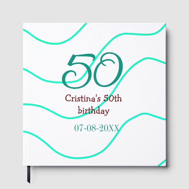 Livro De Visitas Apelido vermelho verde para aniversário de 50 anos (Frente)