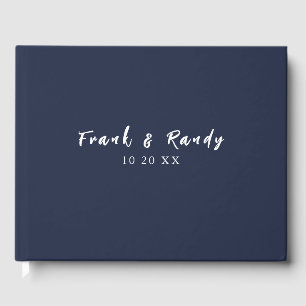 Livro De Visitas Apenas Ame Casamento Branco Marinho Minimalista