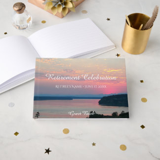 Livro De Visitas Aposentação Sunset Pink Seascape
