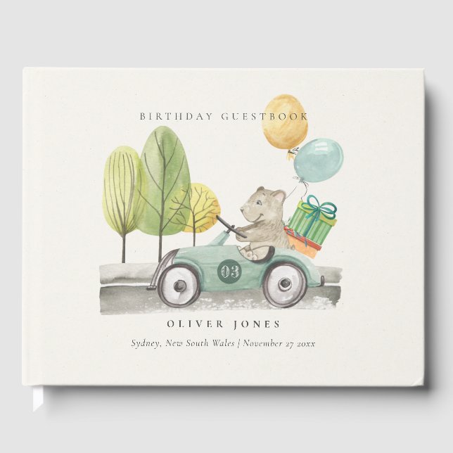 Livro De Visitas Aqua Verde Qualquer Carro Festa de aniversário Ida (Frente)