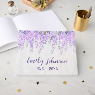 Livro De Visitas Aquarela de Wisteria Roxa Pendente