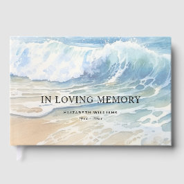 Livro De Visitas Aquarela Mar Ondas do Oceano Funeral