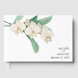 Livro De Visitas Aquarela Orquídeas Brancas Casamento Floral