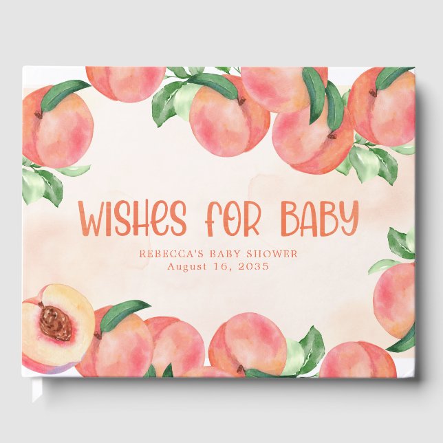Livro De Visitas Aquarela Peach Desejo Bebê (Frente)