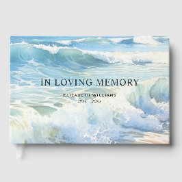 Livro De Visitas Aquarela Praia Mar Oceano Ondas Rolantes Funeral