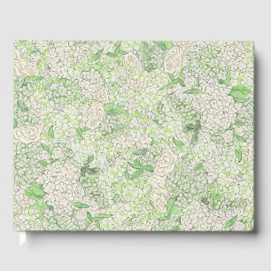 Livro De Visitas Aquarela Verde e Branco - Hydrangea Crest