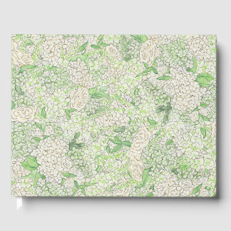 Livro De Visitas Aquarela Verde e Branco - Hydrangea Crest