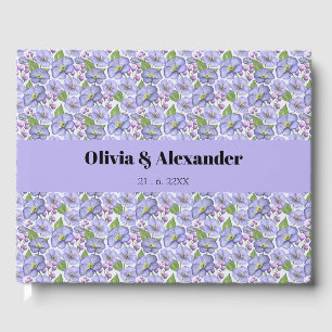 Livro De Visitas Aquarela Violetas Roxas & Padrão Floral