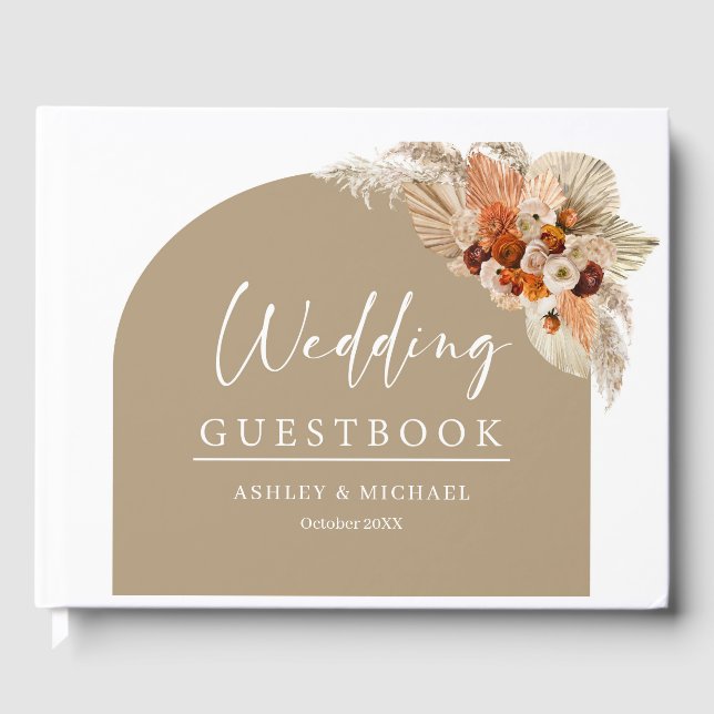 Livro De Visitas Arca de boho tropical terracotta laranja de cobre  (Frente)