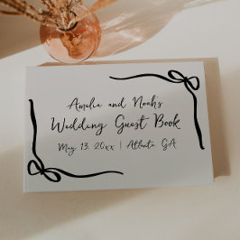Livro De Visitas Arco de Fita Moderno Casamento Elegante