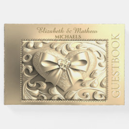 Livro De Visitas Arco Dourado Romântico Satin