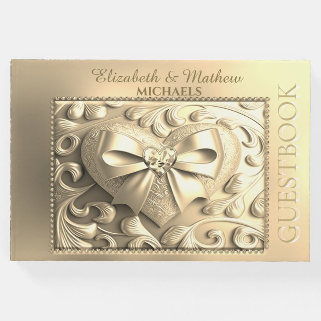 Livro De Visitas Arco Dourado Romântico Satin (Frente)