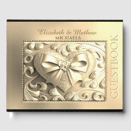 Livro De Visitas Arco Dourado Romântico Satin