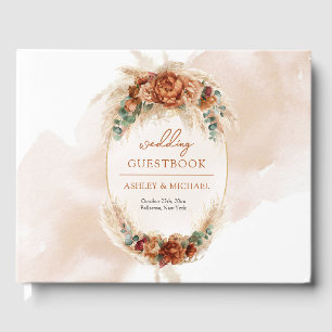 Livro De Visitas Arco popular terracotta eucalipto floral vermelho-