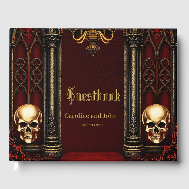 Livro De Visitas Arqueiro Gótico com Skulls. (Frente)