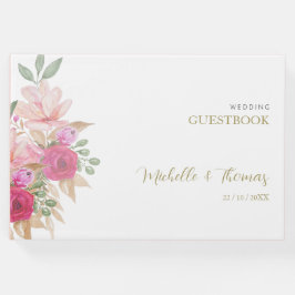 Livro De Visitas Arranjo Floral de Aquarela Elegante Encantante