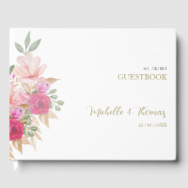 Livro De Visitas Arranjo Floral de Aquarela Elegante Encantante