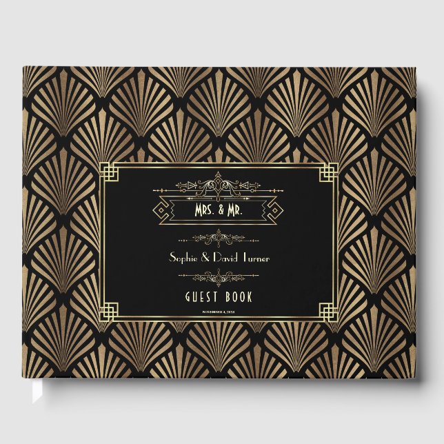 Livro De Visitas Art Deco Black Gatsby 1920 (Frente)