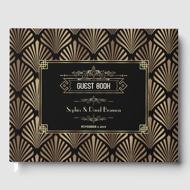 Livro De Visitas Art Deco Black Gatsby 1920 Casamento (Frente)
