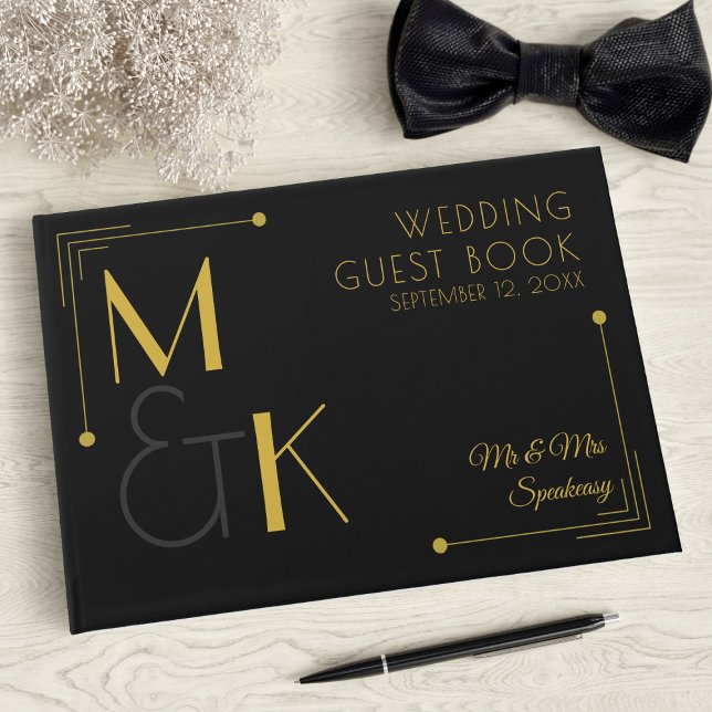 Livro De Visitas Art Deco Black SpeakEasy Weding Book (A art deco inspired guest book perfect for your 1920s themed wedding. Just add your names & date)