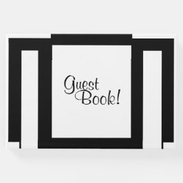 Livro De Visitas Art Deco Geométrico Preto e Branco