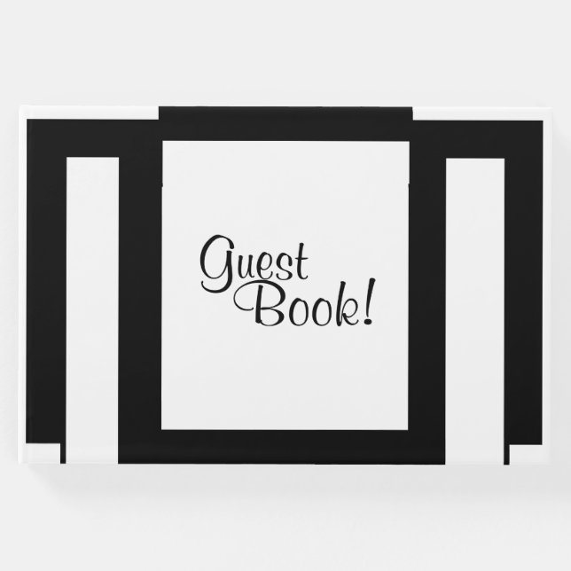 Livro De Visitas Art Deco Geométrico Preto e Branco (Frente)