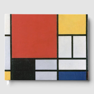 Livro De Visitas Arte abstrata em vermelho azul e amarelo de Piet M