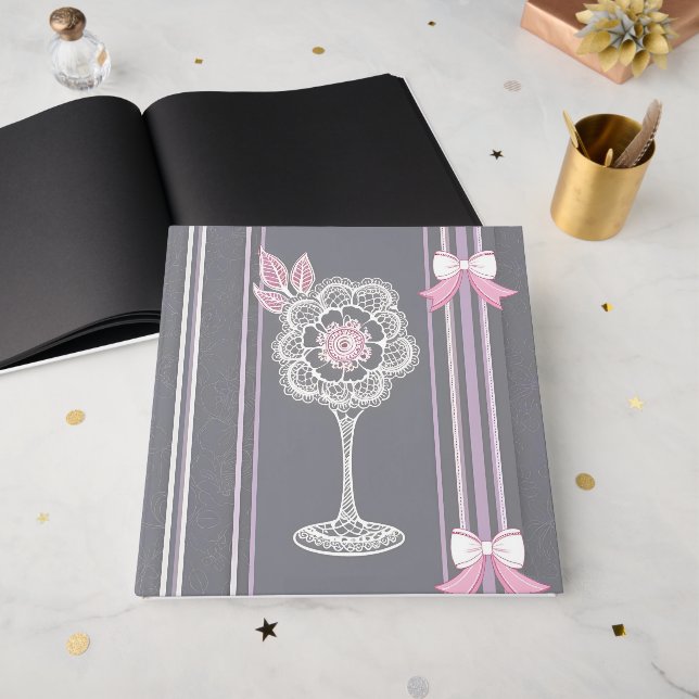 Livro De Visitas Arte de IA rosa e cinza (Frente aberta)