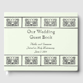 Livro De Visitas Arte Deco Borda Flor Casamento com Versos Bíblias