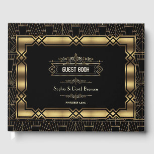 Livro De Visitas Arte Dourada Deco Gatsby 1920 Casamento