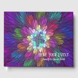 Livro De Visitas Arte frontal Abstrato de Flor Psicodélica Colorida