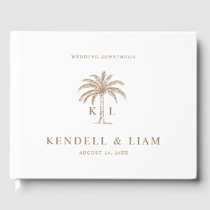 Livro De Visitas Árvore de Palma do Logotipo de Casamento Monograma