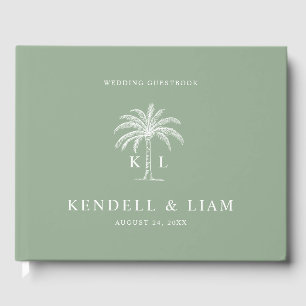 Livro De Visitas Árvore de Palma do Logotipo de Casamento Monograma