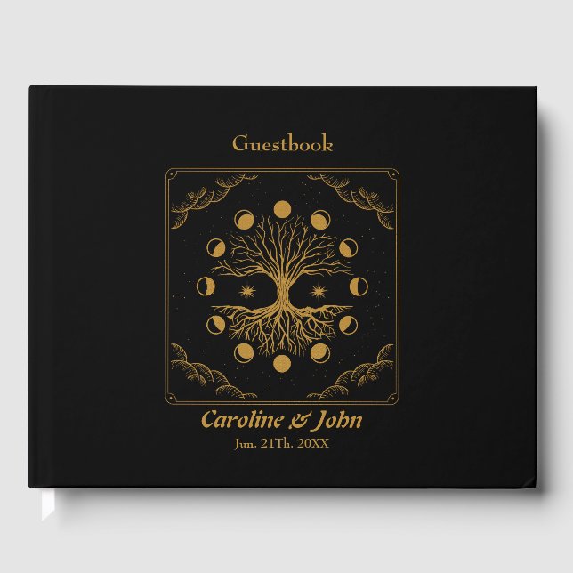 Livro De Visitas Árvore ouro majestosa da vida (Frente)