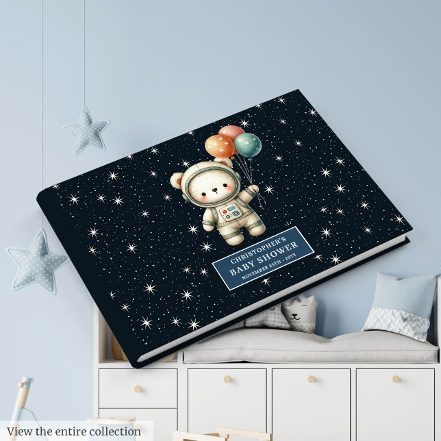 Livro De Visitas Astronauta do Urso de Teddy, Garoto Bonitinho (Cute Baby Boy Guest Book Teddy Bear Astronaut)