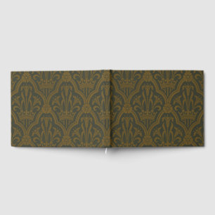 Livro De Visitas Audsley Vintage Gold Lírio Coroa Verde Damask Arte