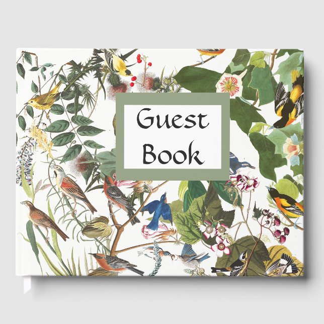 Livro De Visitas Audubon Collage Birds Wildlife Flowers Guest Book (Frente)