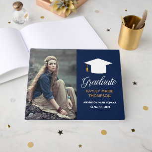 Livro De Visitas Autografo de Mais velho de Graduação Azul de mar