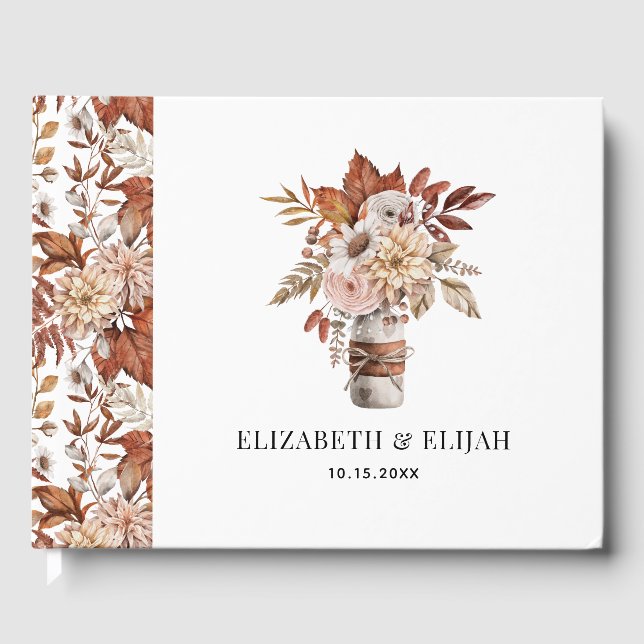 Livro De Visitas Autumn Fall Floral Terracotta Wedding (Frente)